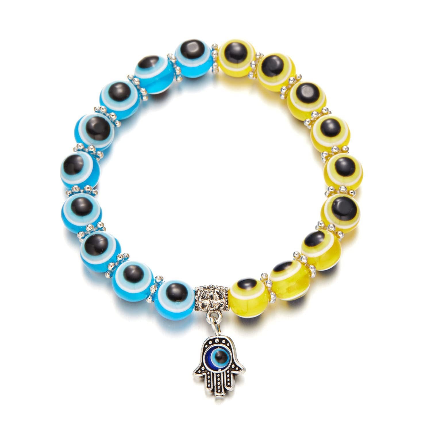 Men's Demon Eye Bracelet Palm Pendant Resin Evil Blue Eye Beads Fatima Palm Bracelet