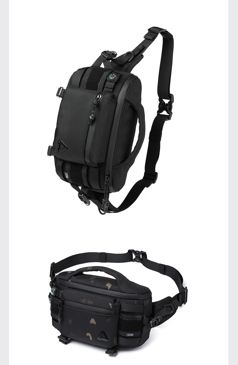 OZUKO Men's Waist Bag Waterproof High-End Crossbody Bag Chest Bag Tactical Trendy Portable Functional Travel Bag