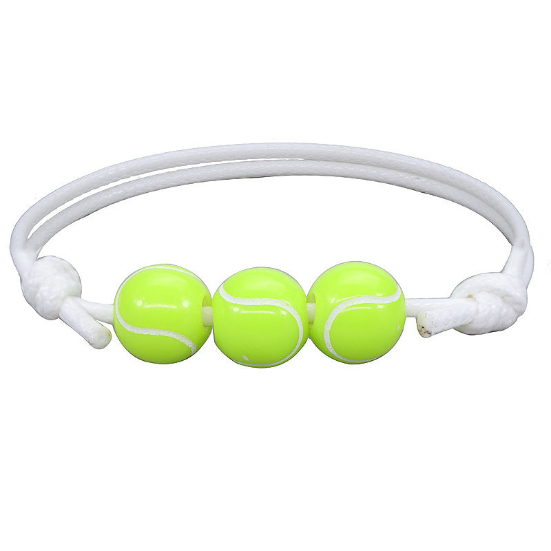 Basketball Wax Thread Braided Bracelet Men's Sports Gift Black and White Rope Wrap Bracelet Tennis Football Braided Bracelet