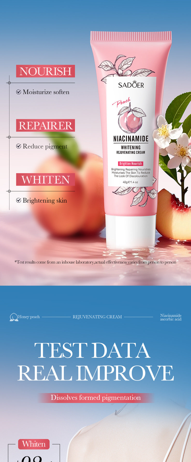 Peach Niacinamide Whitening and Rejuvenating Cream SADOER Moisturizing Body Lotion  Wholesale