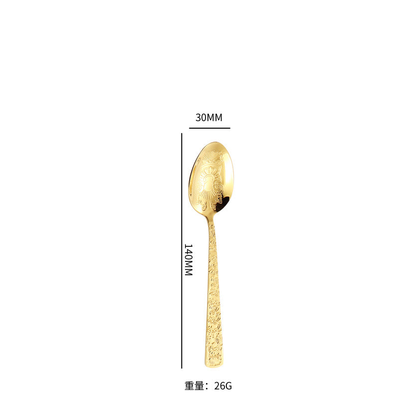 410Stainless Steel Tableware Hotel Restaurant Totem Knife Fork Spoon Set Vintage Pattern Western Steak Knife Fork