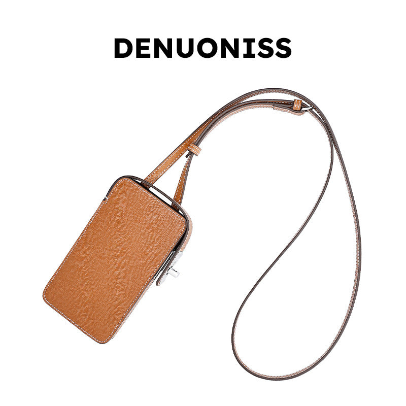 European and American New Style Cowhide Phone Bag for Women, Crossbody Small Bag with High-end Feel, Lightweight Mini Women's Bag, Simple Design