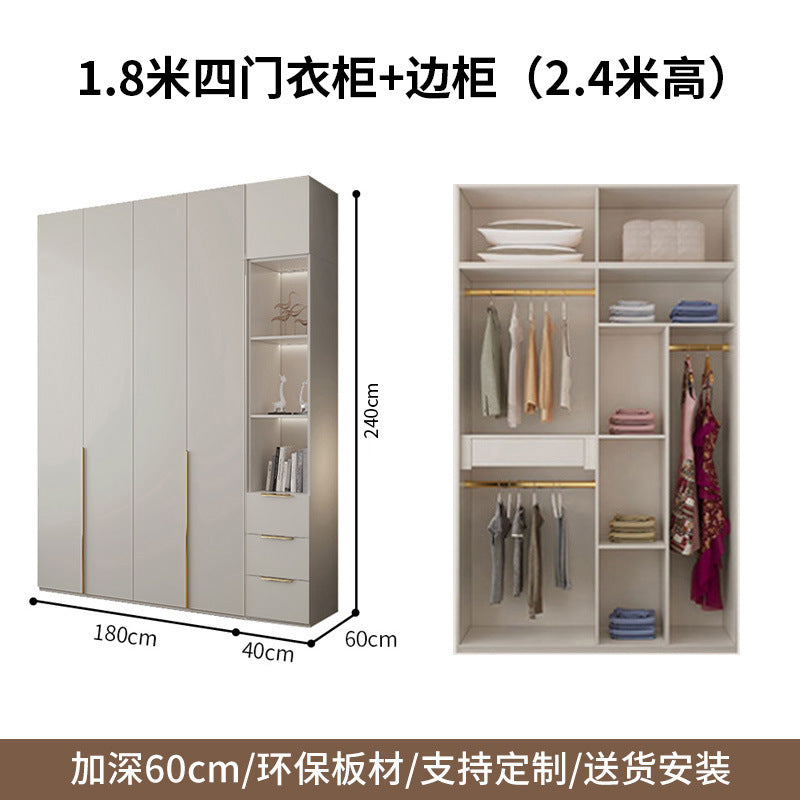 Custom Solid Wood Wardrobe for Home Bedroom Modern Simple Cream Style Hot-Selling Storage Cabinet One-Door to Ceiling Large Wardrobe