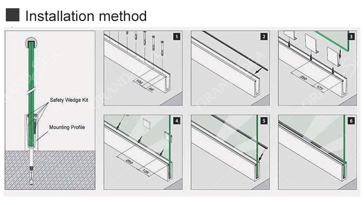 Contemporary Design Aluminum Glass Clamp Balcony Balustrades Handrail for Apartment Use