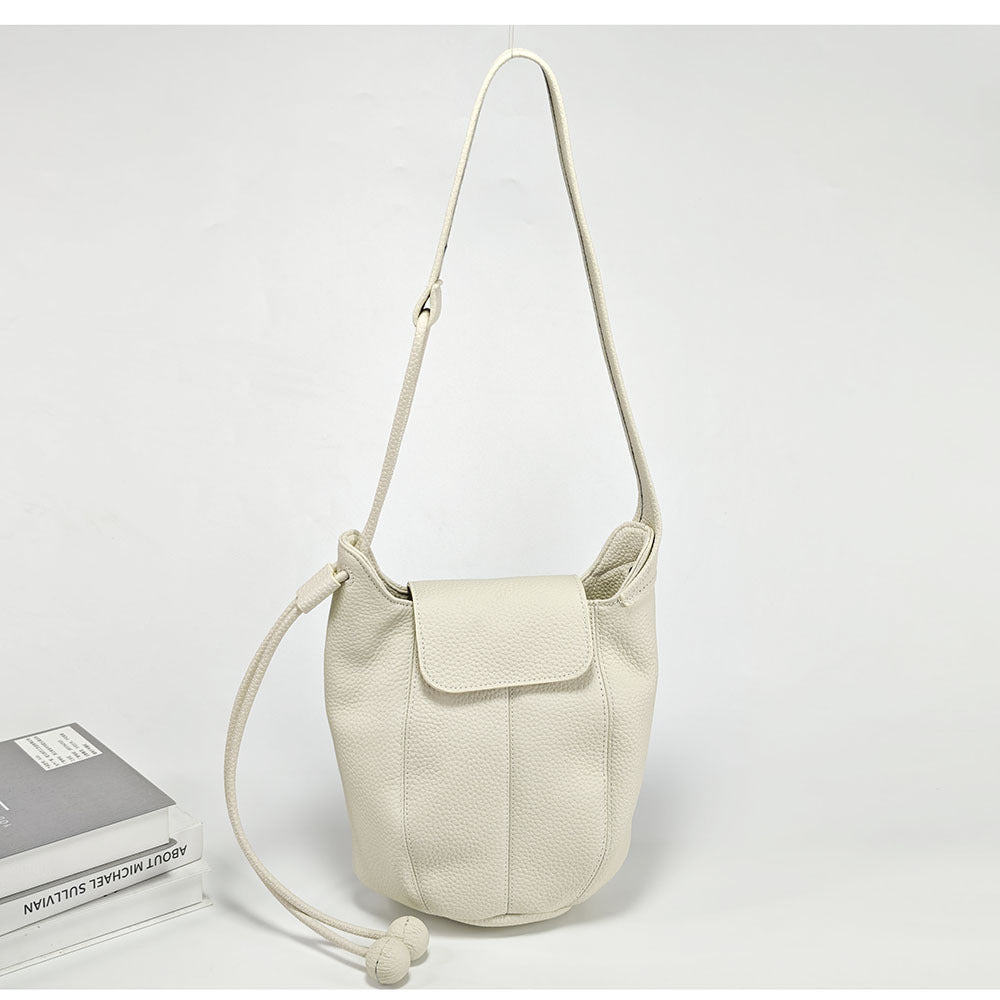 Genuine Leather Bucket Bag2025Autumn and Winter New Women's Bag Casual Fashion Versatile Single Shoulder Crossbody Large Capacity Pumpkin Bag