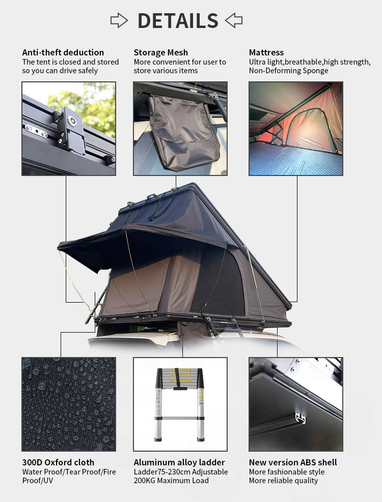 Hot Selling Car Roof Tent Outdoor Car Travel Hard Top Car Tent Outdoor Supplies Folding Camping Tent