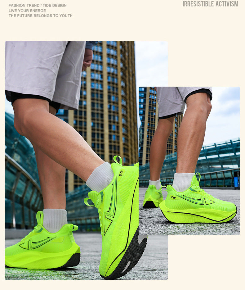 Mesh Men's Shoes New Thick-Soled Breathable Trendy Running Shoes Lightweight Shock-Absorbing Non-Slip Running Travel Shoes Casual Sports Shoes