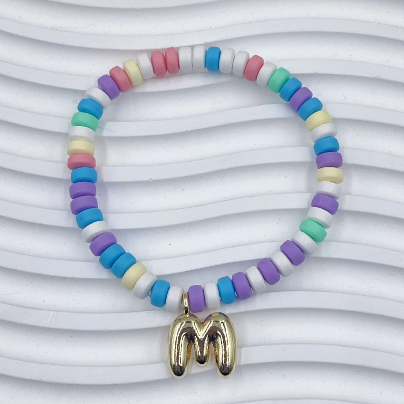 Bubble Balloon Letter Bracelet Best Friend Friendship Gift Sweet Bracelet Colorful Soft Clay Abacus Bead Bracelet
