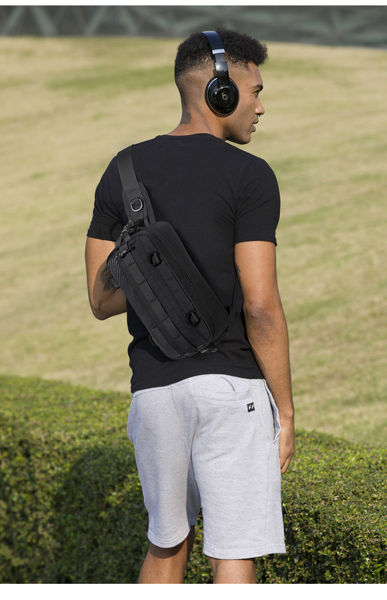 OZUKO Tactical Waist Bag Men's Crossbody Bag Multifunctional waterproof outdoor sports trendy brand portable bag