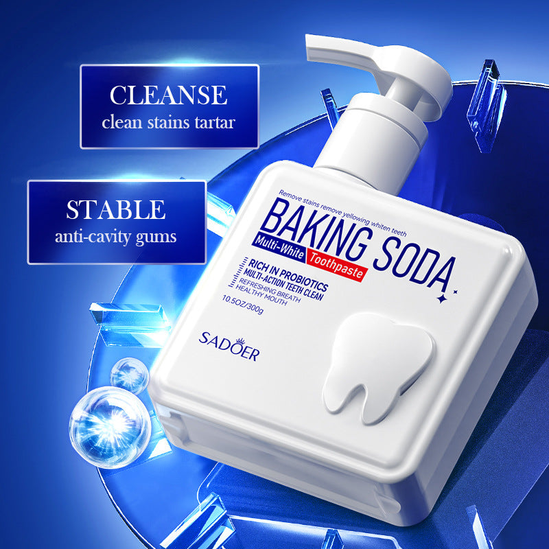 Pump Toothpaste SADOER Baking Soda Probiotics Teeth Cleaning Oral Freshness  Wholesale