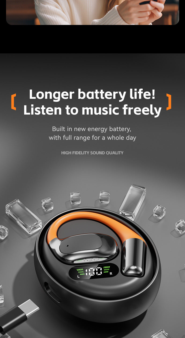 New M113Rotating Small Coconut Ball Dual Ear Noise Cancelling Wireless Bluetooth Earphones Air Bone Conduction Ear Hook Waterproof Sports