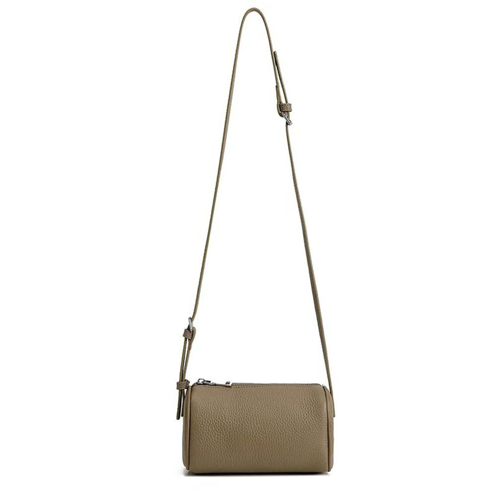 Genuine Leather Women's Bag Round Handbag Top Layer Cowhide Simple Versatile Underarm Shoulder Bag Pillow Crossbody Small Bag