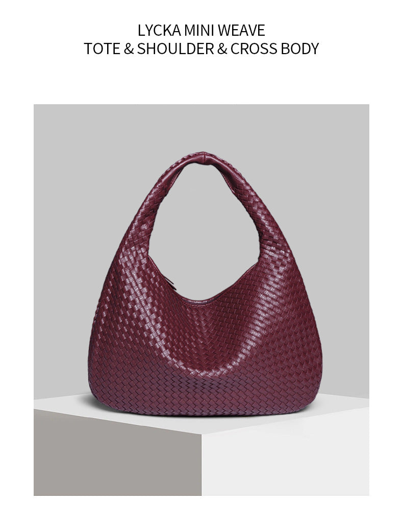 European and American New Crescent Women's Bag Fully Handwoven Handheld Dumpling Bag Fashionable Versatile European and American Style Single Shoulder Underarm Bag