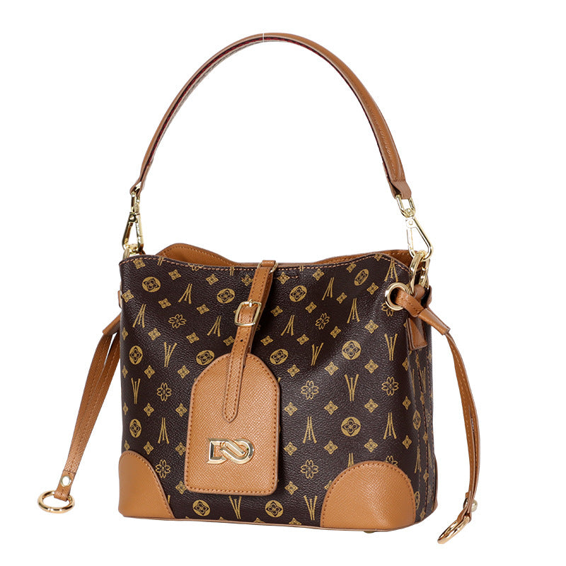 Trolis New Trendy Fashion Retro Bucket Bag Color-Block Personality Stylish Handbag High-Quality Crossbody Bag