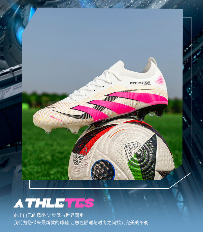2025New Football Shoes for Men and Women, Youth Students, Fashionable and Comfortable, Long Spikes, Low-top, Factory Direct Sale
