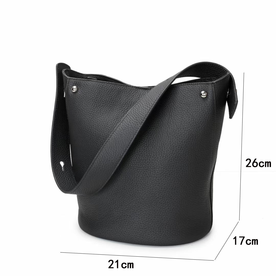 Guangzhou Genuine Leather Women's Bag Large Capacity Tote Bag Top Layer Cowhide Bucket Bag Handheld Shoulder Crossbody Bag Trendy