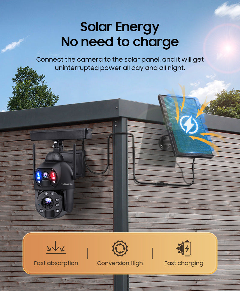 Factory Private Model600Wan HD Solar Camera Full Metal Farm20Night Vision Dual Lens Camera