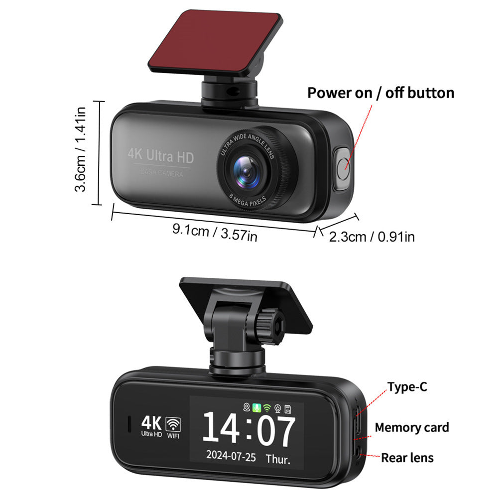 V26C4K Dual-lens Dash Cam HD Ultra Wide Angle Night Vision WiFi Front and Rear Double Recording GPS Car