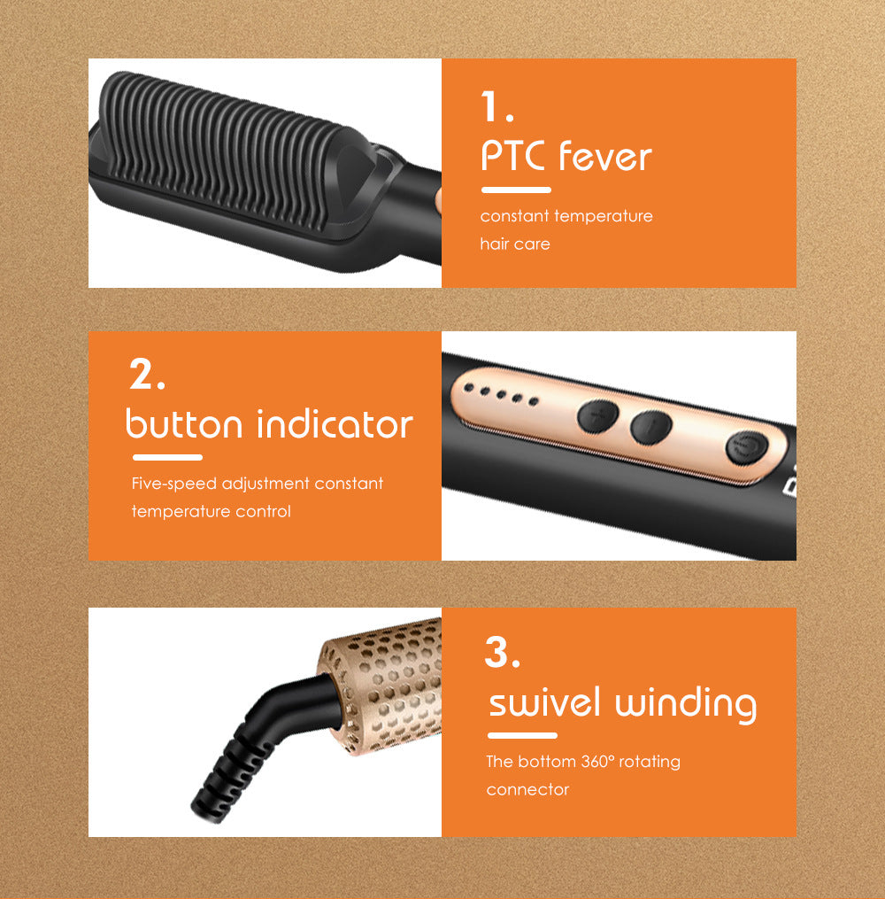New Product Hair Straightening Comb Negative Ion Non-Damaging Hair Straightening and Curling Dual-Use Electric Curling Iron Hair Straightener  Home Use
