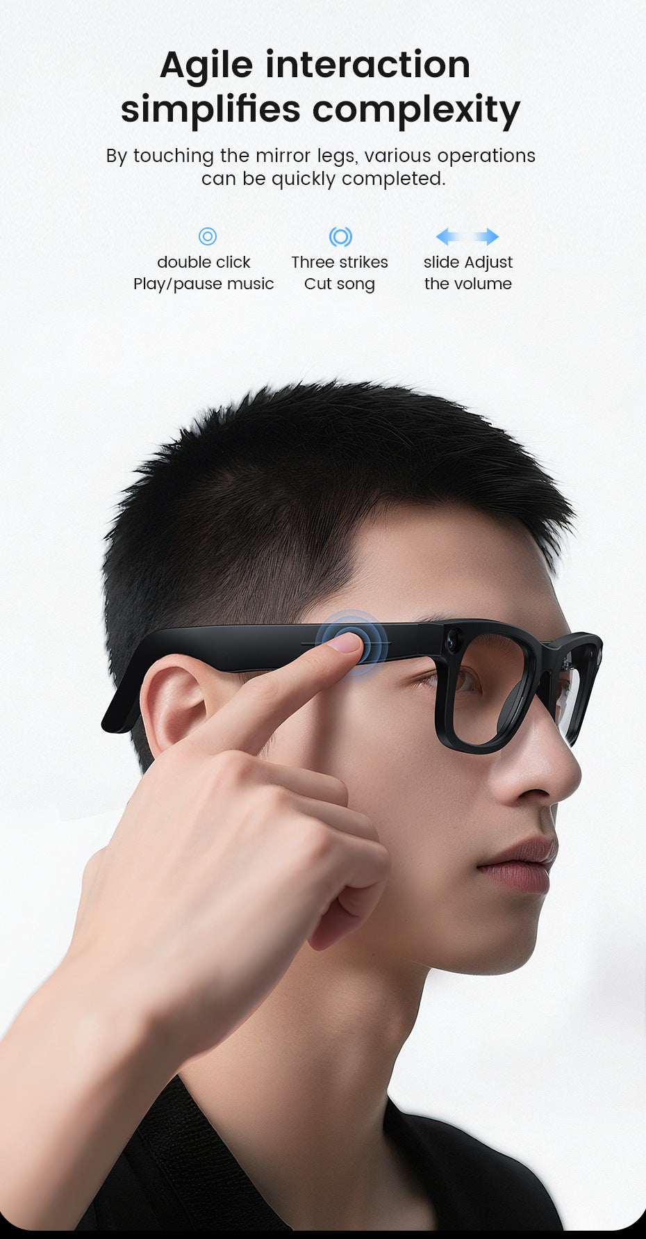 E03Smart Glasses800100 Megapixel Camera with Image Stabilization1200P Video Recording AI Simultaneous Translation Character Recognition