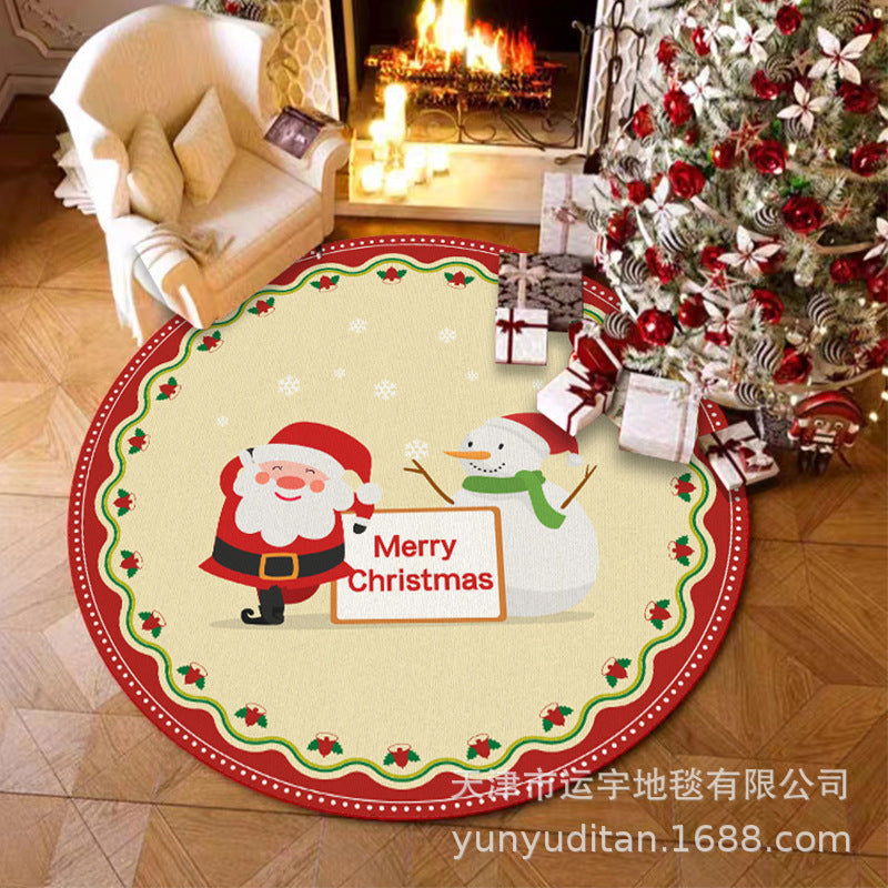 Christmas Carpet Round Living Room Mat Christmas Decoration Atmosphere Mat Christmas Tree Mat Labeling and Shipping