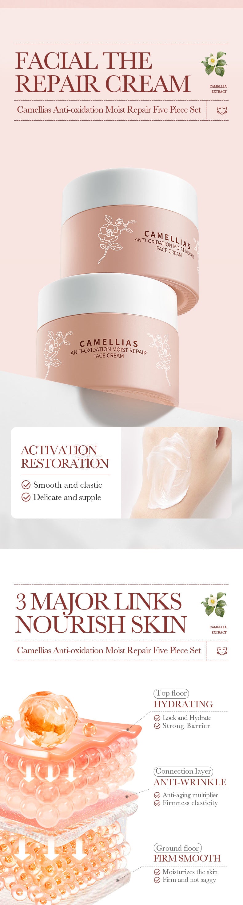 Camellia Five-piece Set BIOAOUA Hydrating and Moisturizing Skincare Set  Wholesale