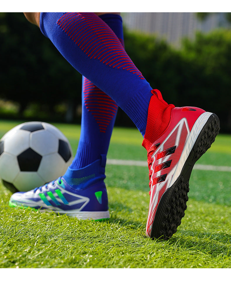 New high-top soccer shoes for men and women AG Spike TF Broken Nail Youth Student Grassland Competition Training Shoes