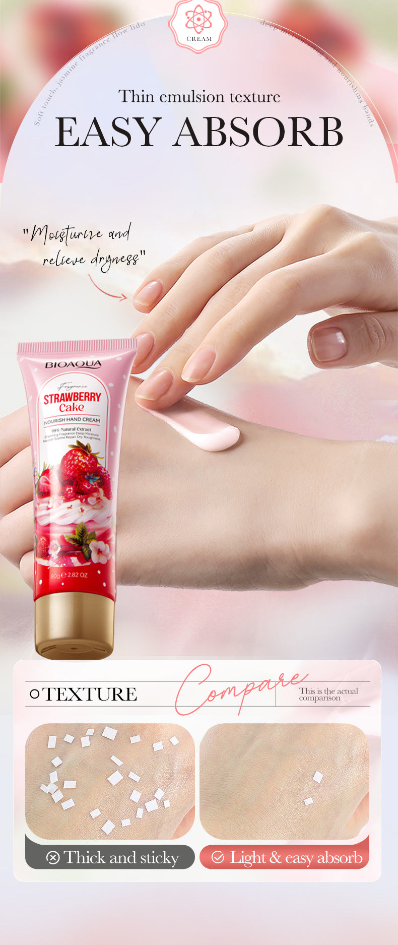 Strawberry Cake Nourishing Hand Cream BIOAOUA Autumn and winter moisturizing hand cream  foreign trade wholesale