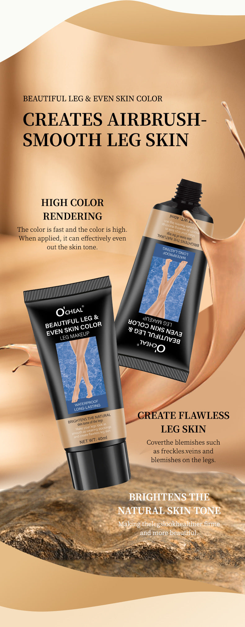 Makeup European and American Concealer Leg Cream Waterproof Even Skin Tone Tanning Cream Stocking Cream Leg Care Moisturizer