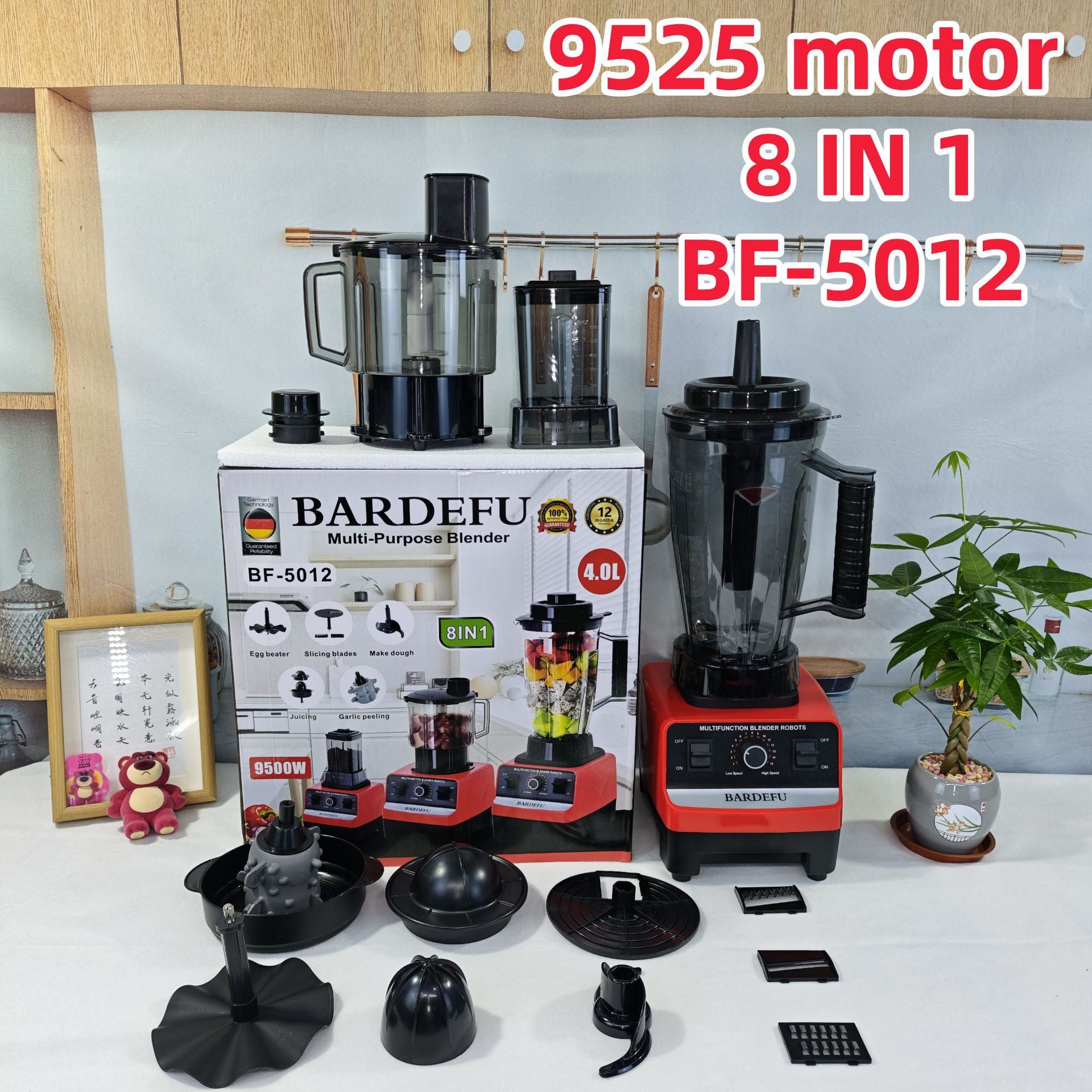 8in1blender Pure Copper Stainless Steel High-Power Meat Grinder Ice Crusher Juicer Blender with Dual Cup Design