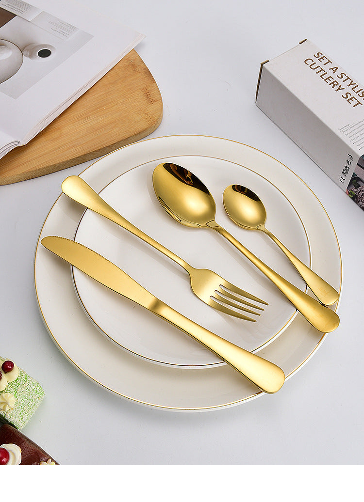 1010241 Piece Western Dessert High Aesthetic gold Steak Knife Fork Spoon Stainless Steel Cutlery Set