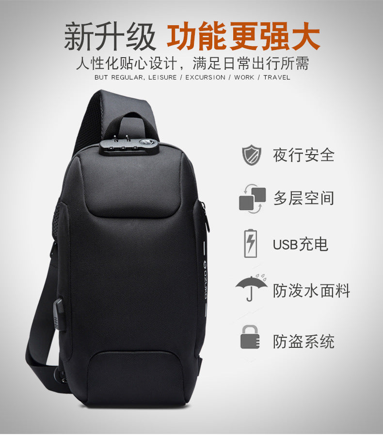 OZUKO Tactical Chest Bag Men's Crossbody Bag Waterproof Multifunctional High-end Outdoor Portable Bag Cycling Shoulder Bag