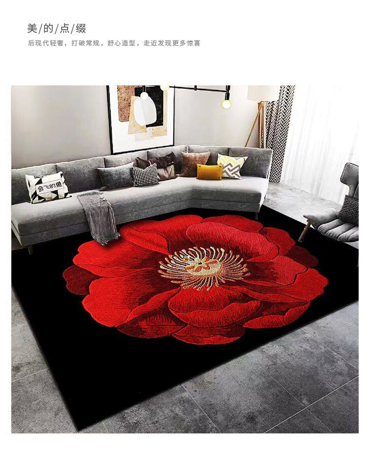 Living Room Carpet Stain Resistant Easy Care Crystal Velvet Carpet Home Sofa Coffee Table Rug Bedroom Wear-Resistant Non-Slip Mat