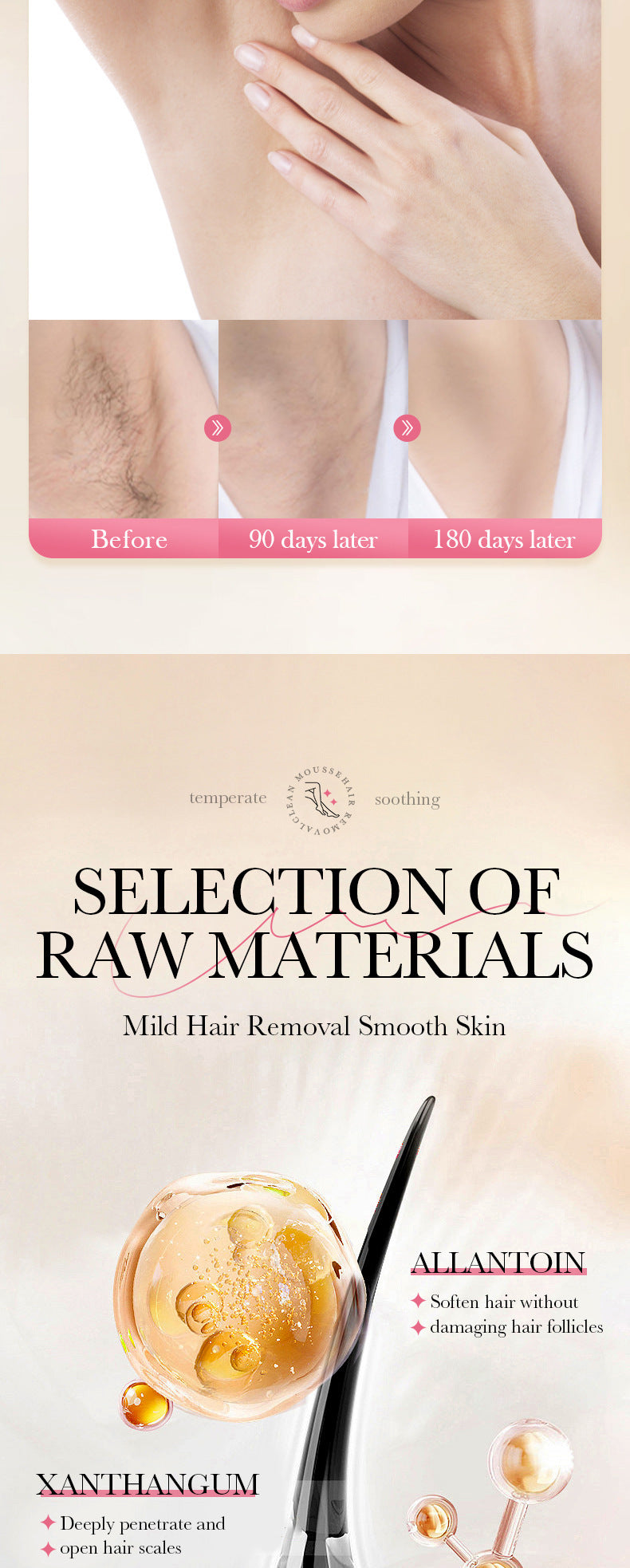 Hair Removal Mousse100gSADOER Hair Removal Non-Irritating Silky Smooth Skin Cleansing Depilatory Cream  Wholesale