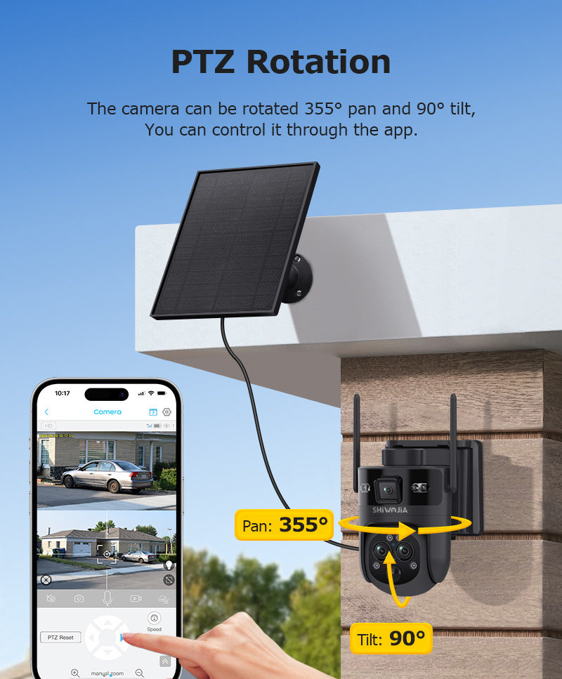Exclusive Supply3Lens Hybrid Zoom15Double Waterproof Solar Camera6MP High Definition Wireless Multi-Zone