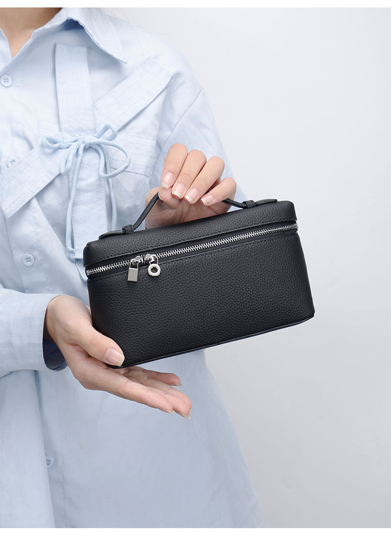 GIgi Same Style Women's Bag Niche Elegant Handheld Lunch Box Bag Women Simple Top Layer Cowhide Single Shoulder Crossbody Small Bag