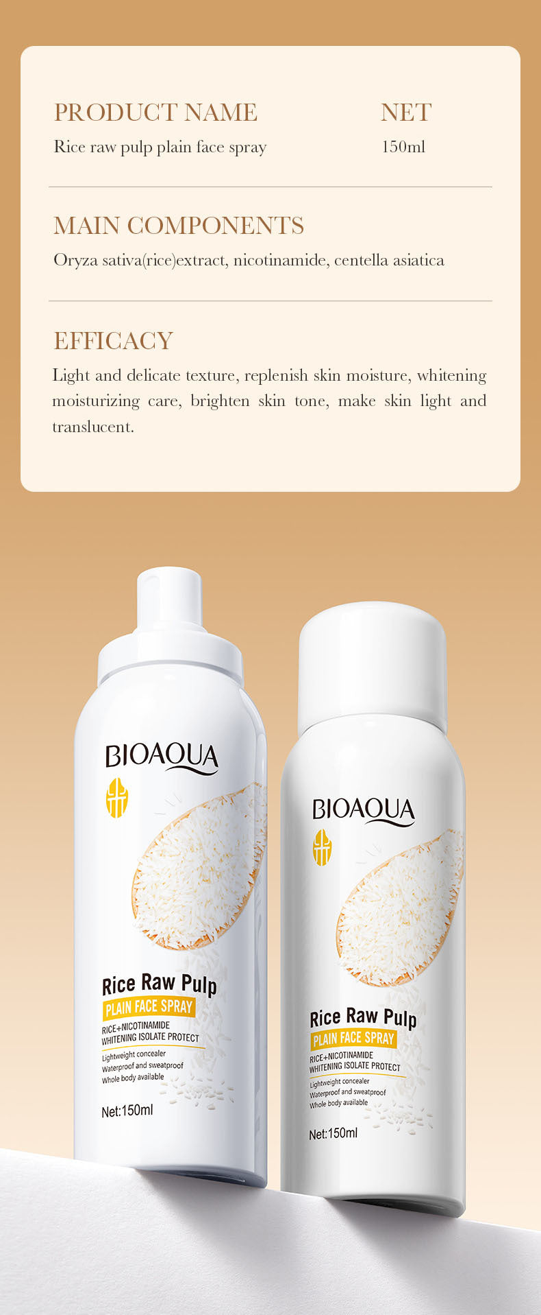 Rice Skincare Set BIOAOUA Rice Puree Series Six-Piece Set Box  Wholesale