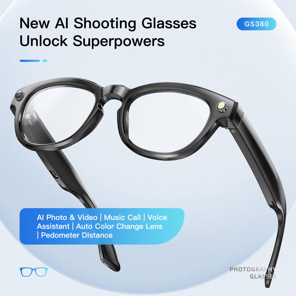 New ai Smart Glasses mate2With Camera for High-Definition Photo and Video Recording GS380Bluetooth Glasses