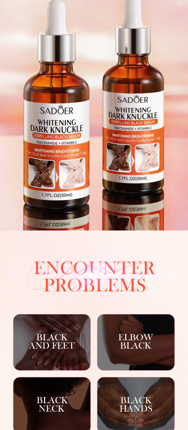 Joint Whitening and Dark Spot Removal Serum50ml SADOER Enhance Beauty Whitening Body  Wholesale