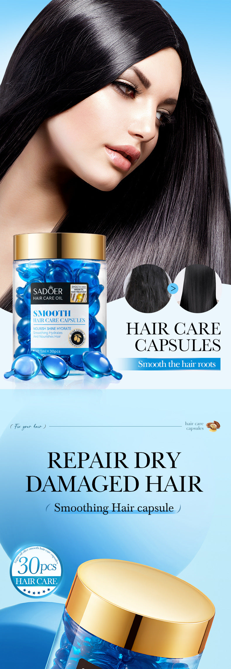 Nut Oil Hair Care Capsules SADOER Improve Frizz Essential Oil Capsule Conditioner  Wholesale