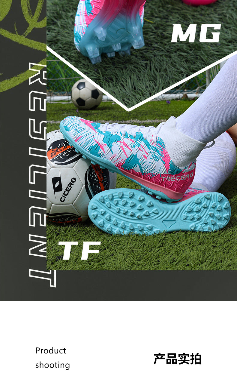CICERO High quality professional football shoes for men and women FG Long Spike Anti-Slip Wear-Resistant Youth Practical Competition Training Shoes