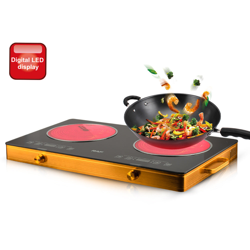 European Style Double Burner Energy-Saving Stove High-power Dual-burner Electric Ceramic Stove Household Multi-functional Light Wave Induction Cooker3500W
