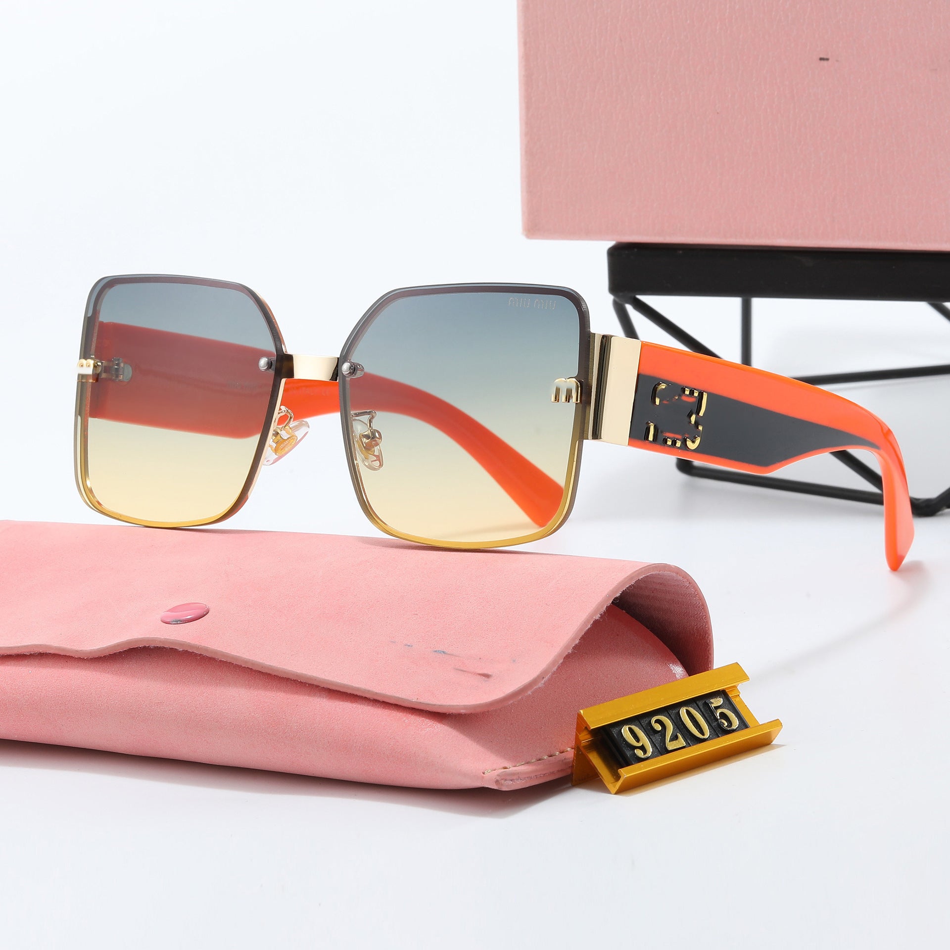 M New European and American Style ins Internet Celebrity Style One-Piece Round Frame Sunglasses for Women Fashionable Acetate Glasses with Strap logo