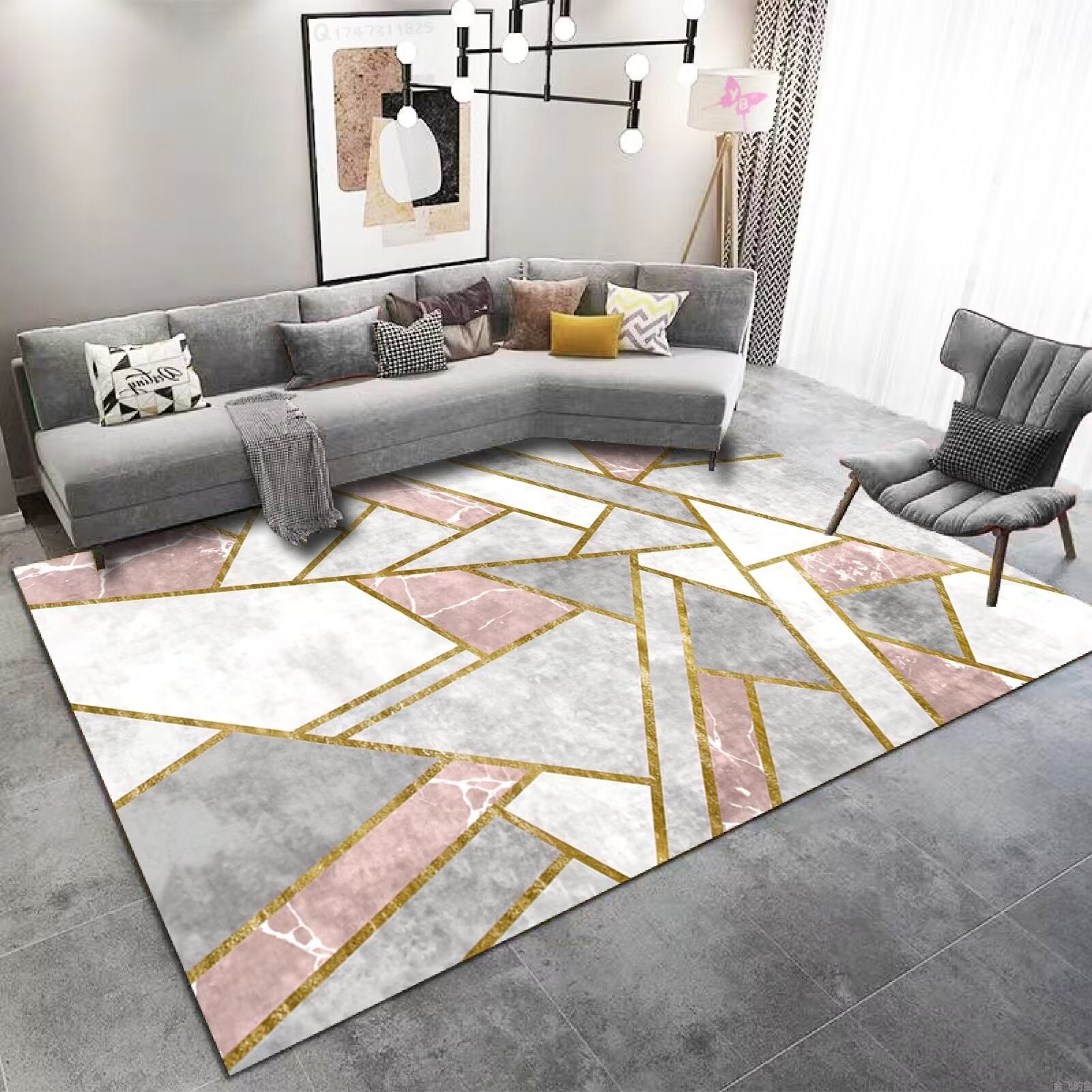 High-End Living Room Sofa Coffee Table Rug Light Luxury New Chinese Style Nordic Simple Modern Abstract Bedroom Full Carpet