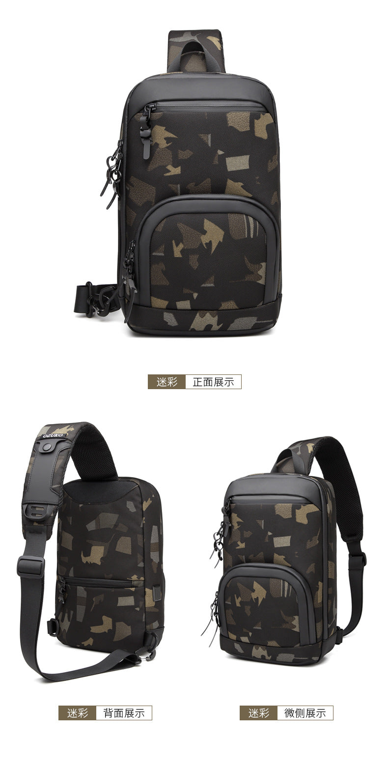 ozuko New Oxford Cloth Chest Bag Outdoor Men's Shoulder Bag Casual Waterproof Men's Bag Single Shoulder Crossbody Bag