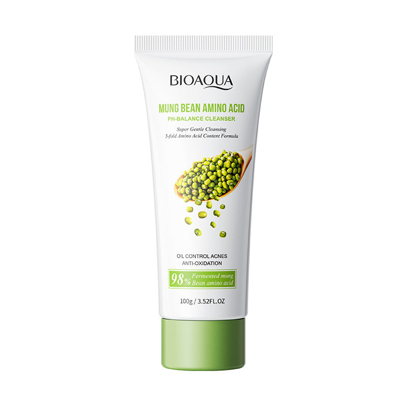 Amino Acid Facial Cleanser BIOAOUA Mung Bean Deep Cleansing Refreshing Facial Cleanser Cross-Border Wholesale