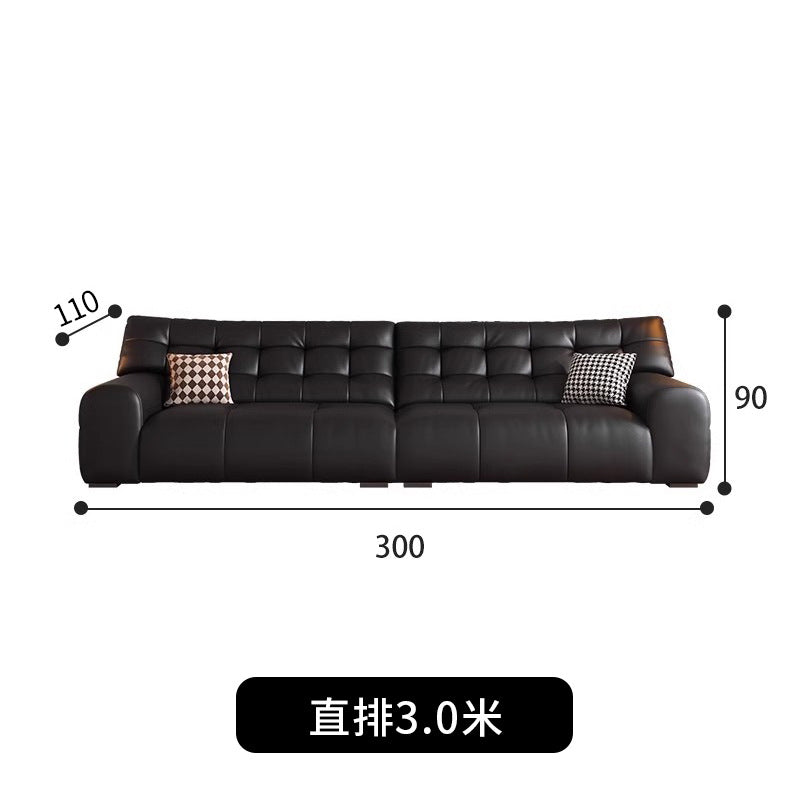 Italian Minimalist Big Black Bear Sofa Living Room Genuine Leather Sofa Top Layer Cowhide High Back Black Leather Art Sofa Shipping and tax not included