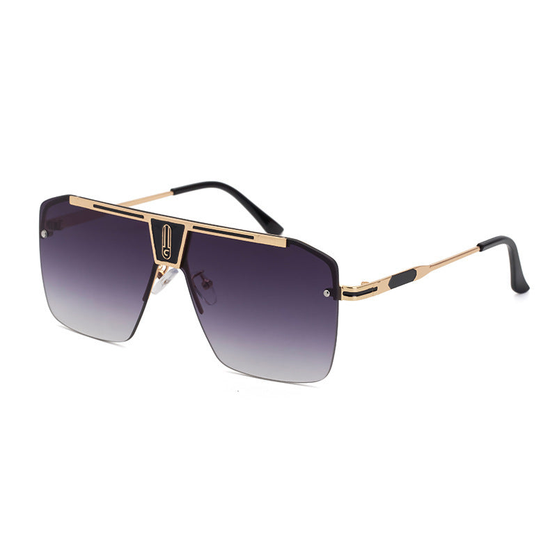 New Large Frame Sunglasses Men's Trendy Cool Fashion Street Style Square Frame Sunglasses Retro Rimless Glasses sunglasses