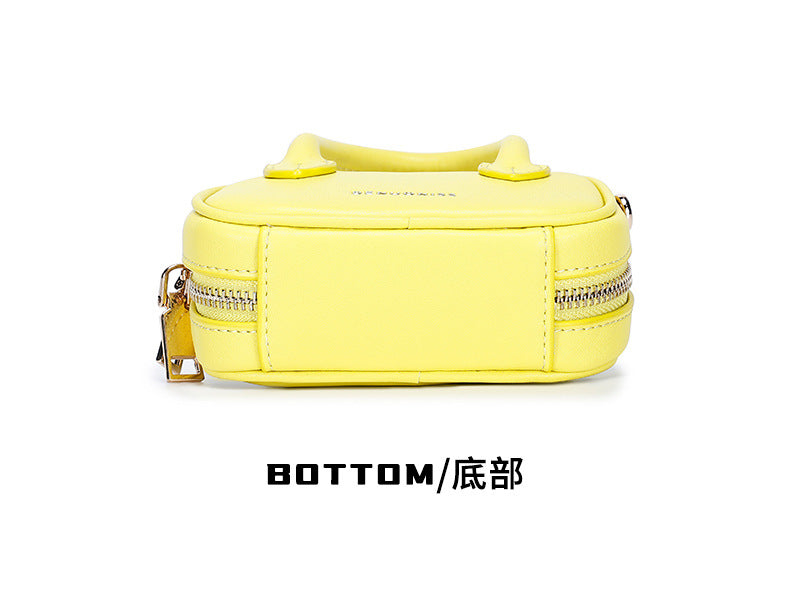 Korean Style Niche Pam Handbag for Women Fashionable Versatile Crossbody Bag Cowhide Handheld Lipstick Coin Purse Double Zipper
