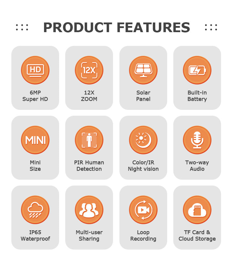 4G Solar Camera Camera12High Magnification Low Power Consumption Surveillance600Wanquan Color Camera Outdoor Waterproof